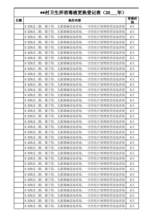 消毒液更换登记表