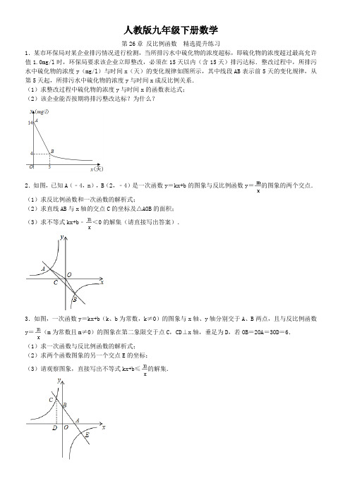 人教版九年级下册数学  第26章 反比例函数  精选提升练习(含答案)