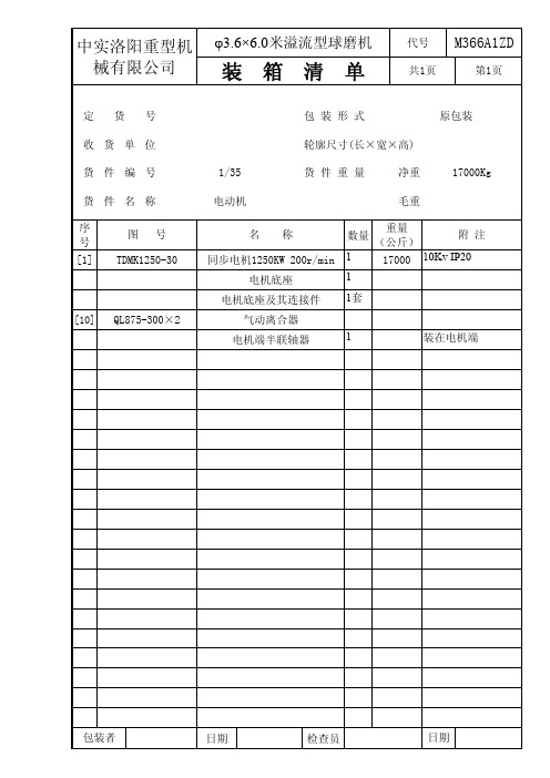 3.6X6.0发货表及装箱清单