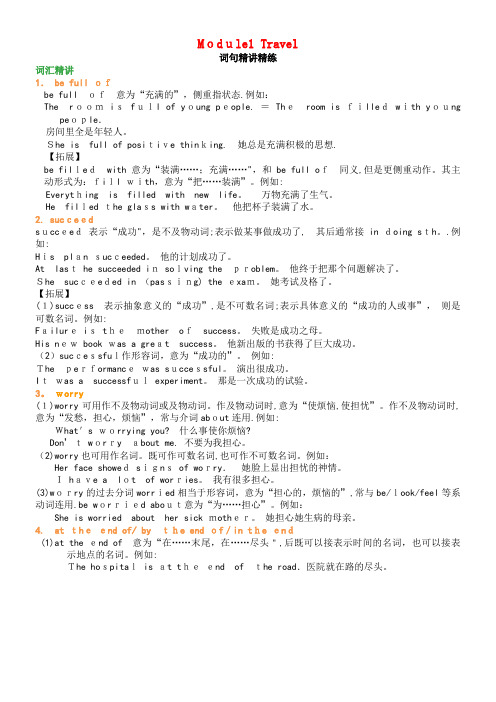 九年级英语下册Module1Travel词句精讲精练(含解析)外研版(2021-2022学年)