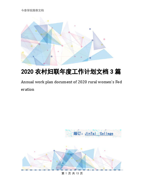 2020农村妇联年度工作计划文档3篇