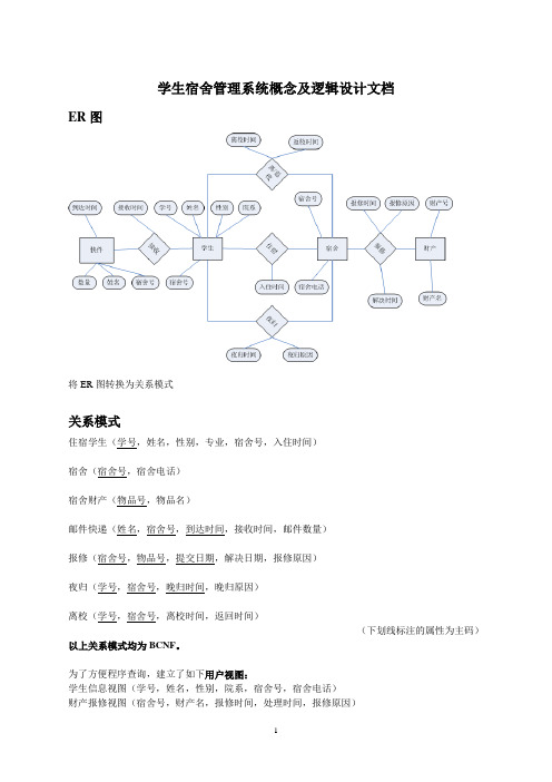 学生宿舍管理系统概念与逻辑设计文档示例