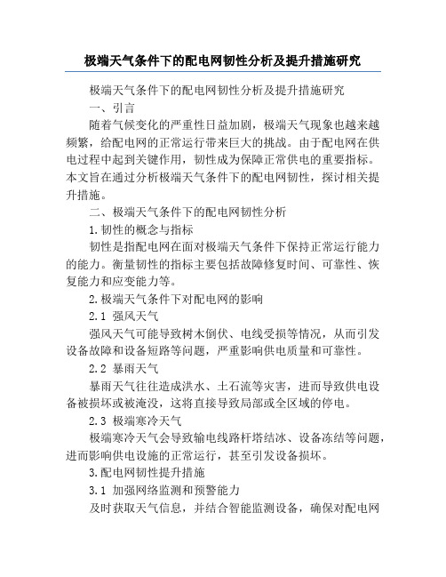 极端天气条件下的配电网韧性分析及提升措施研究