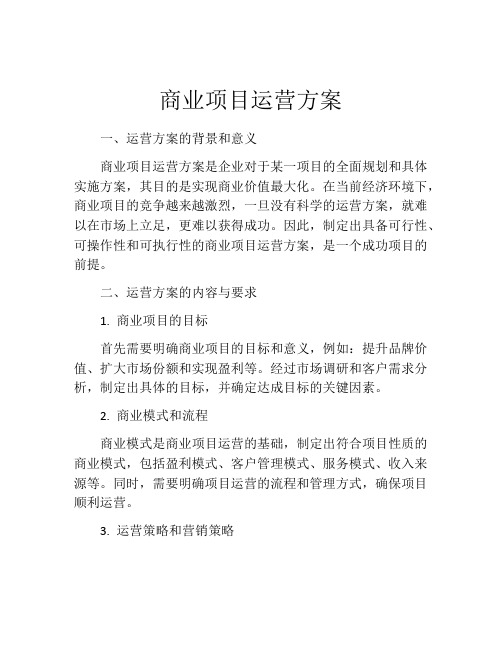 商业项目运营方案