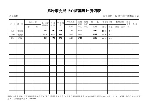 桩基统计明细表