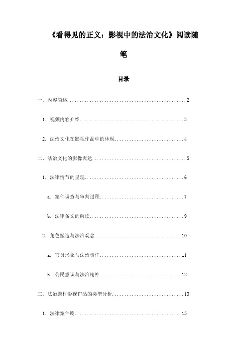 《看得见的正义：影视中的法治文化》札记