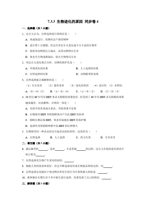 人教版生物八年级下册生物进化的原因