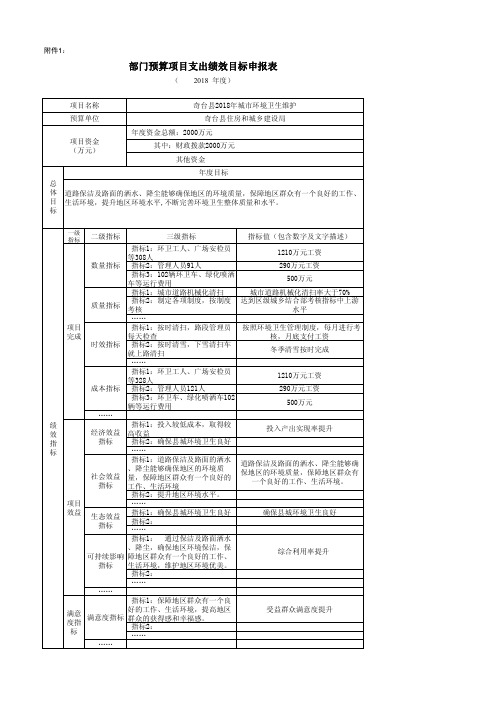 部门预算项目支出绩效目标申报表