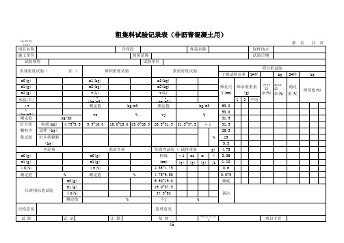 试验表 (41) 粗集料试验记录表(非沥青混凝土用)
