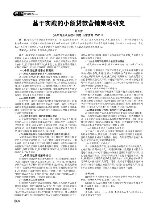 基于实践的小额贷款营销策略研究