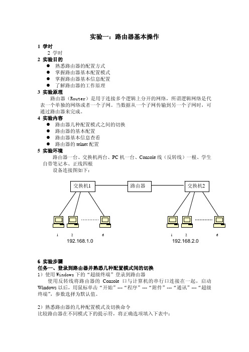 实验一路由器基本操作