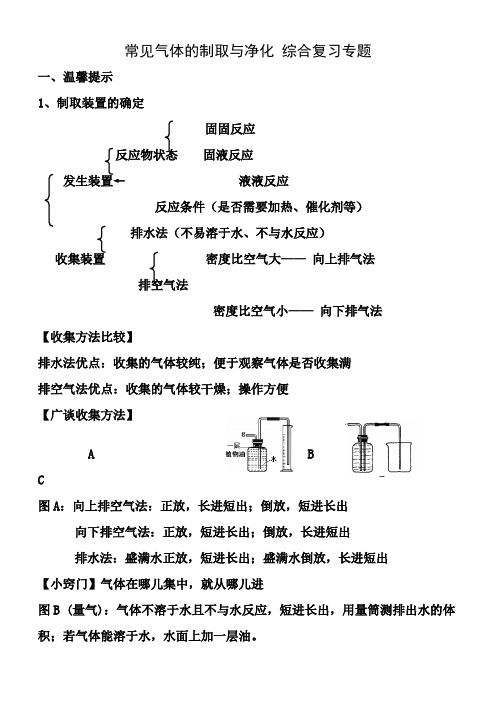 仁和中学九年级化学常见气体的制取与净化复习专题人教新课标版