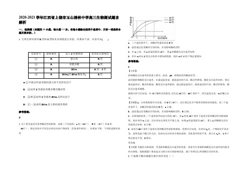 2020-2021学年江西省上饶市玉山清林中学高三生物测试题含解析