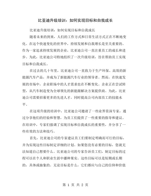 比亚迪升级培训：如何实现目标和自我成长