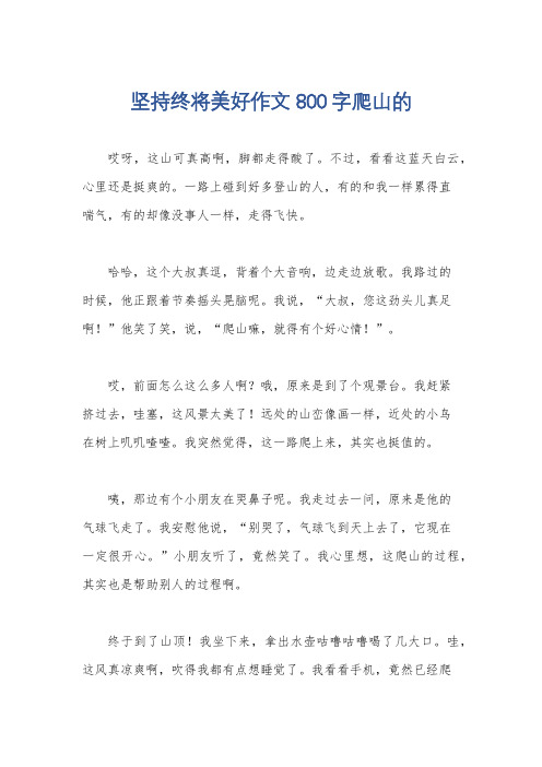 坚持终将美好作文800字爬山的