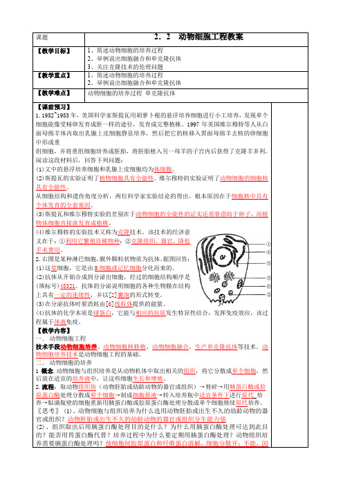 动物细胞工程-教案