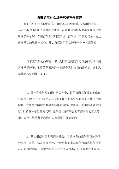 自驾游用什么牌子汽车充气泵好