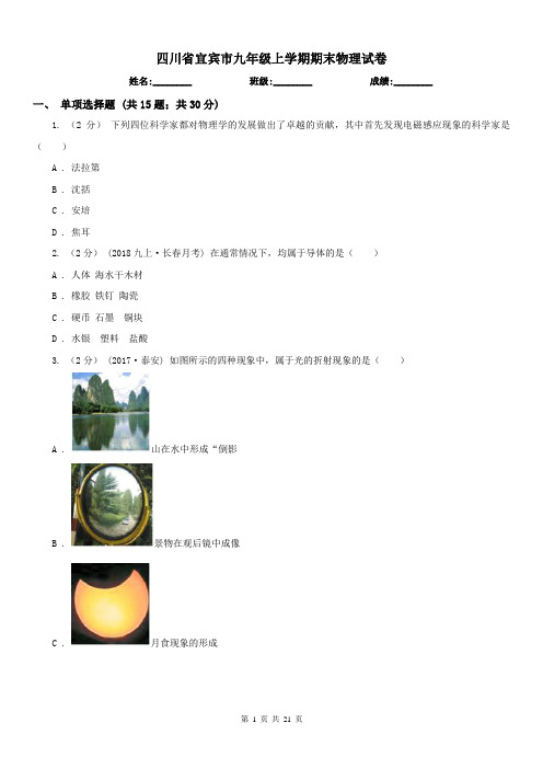 四川省宜宾市九年级上学期期末物理试卷