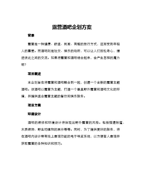 露营酒吧企划方案