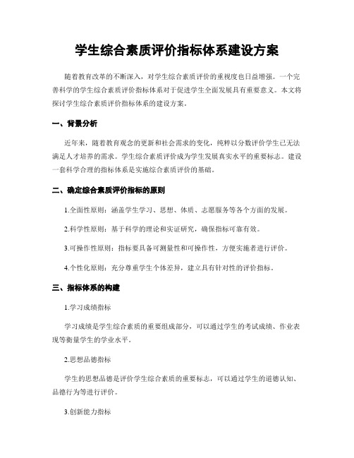 学生综合素质评价指标体系建设方案