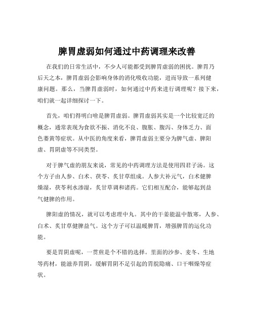 脾胃虚弱如何通过中药调理来改善