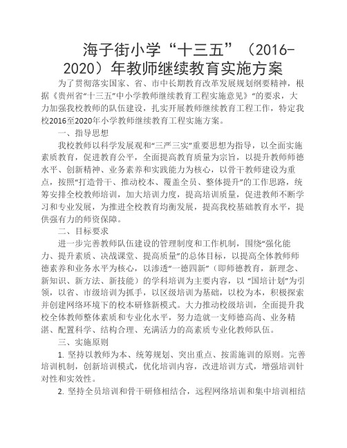 十三五教师继续教育实施方案