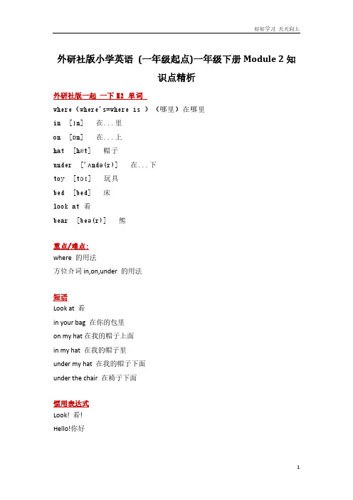 外研社版小学英语 (一年级起点)一年级下册Module 2知识点精析