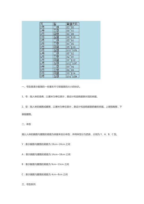 65式军服尺寸对照表