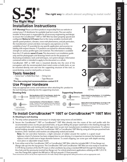 S-5! CorruBracket 100T 100T Mini 安装指南说明书
