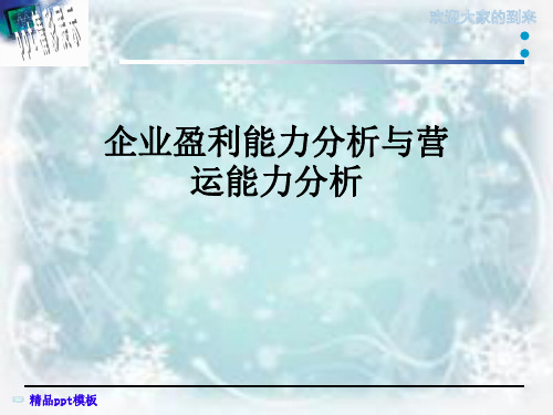 企业盈利能力分析与营运能力分析