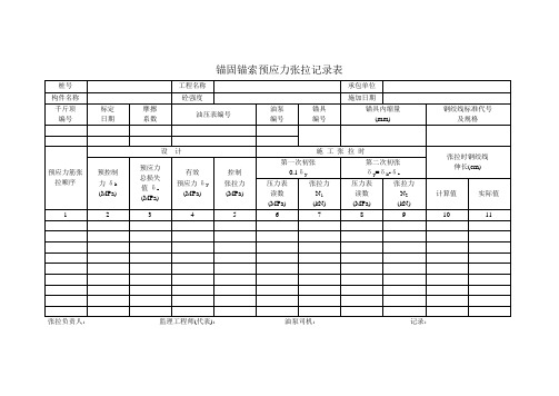 锚固锚索预应力张拉记录表