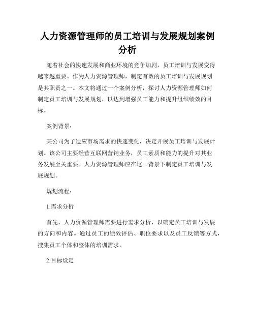 人力资源管理师的员工培训与发展规划案例分析