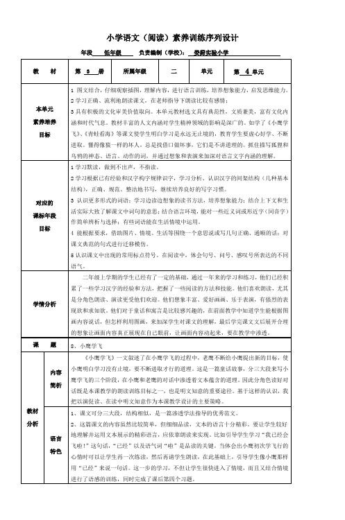 小学语文(阅读)素养训练序列设计