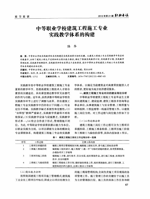 中等职业学校建筑工程施工专业实践教学体系的构建