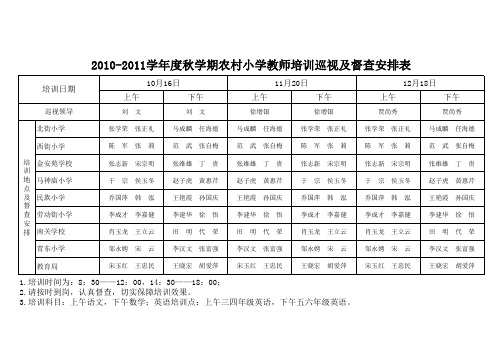 2010年农村小学教师和校长培训督查表