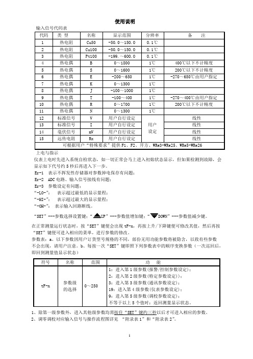 数显表使用说明书(无跳线开关选择)