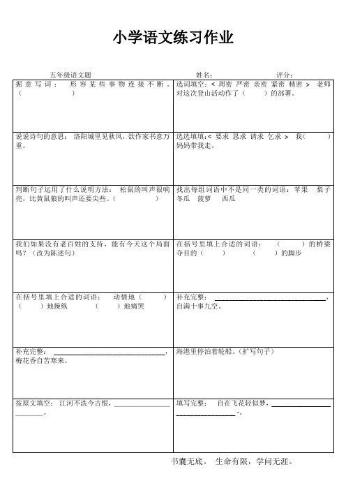 小学五年级语文精题选做III (89)