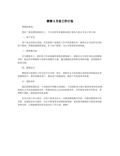 销售3月份工作计划