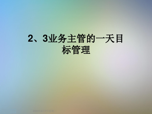 2、3业务主管的一天目标管理