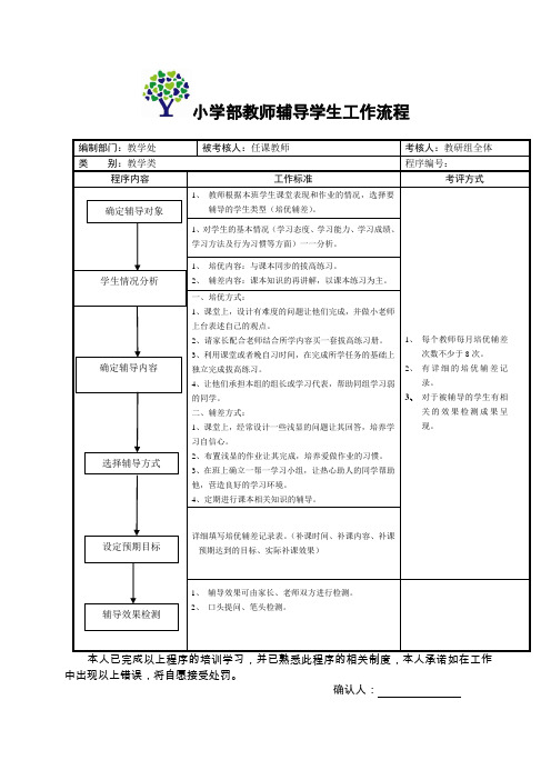 小学部教师辅导学生工作流程