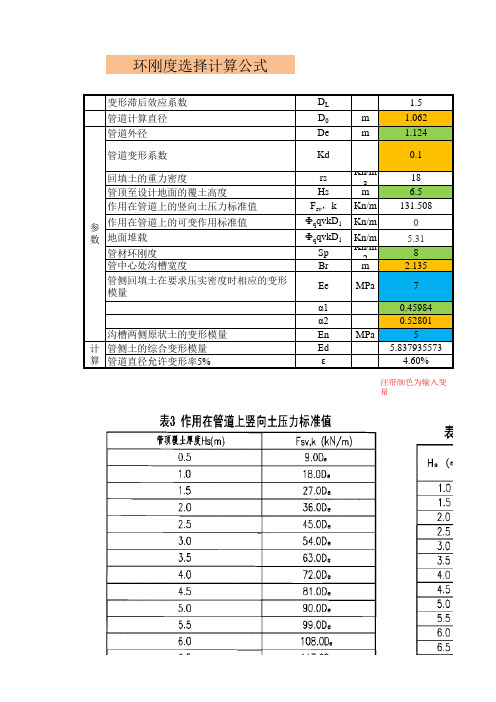 环刚度等级选择计算