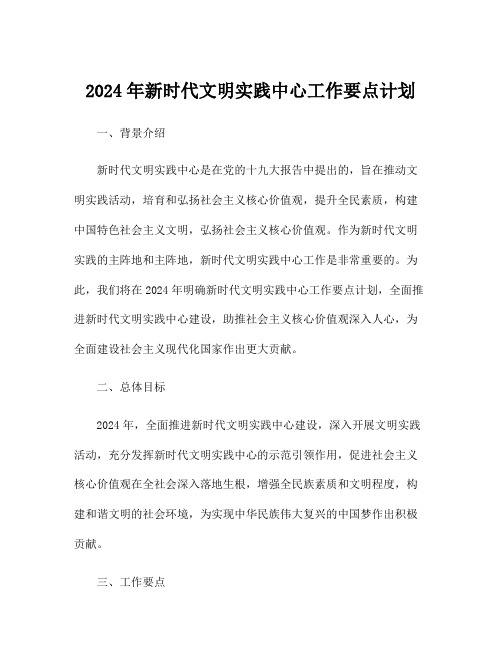 2024年新时代文明实践中心工作要点计划