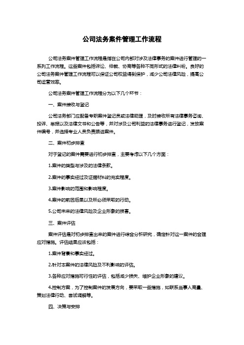 公司法务案件管理工作流程