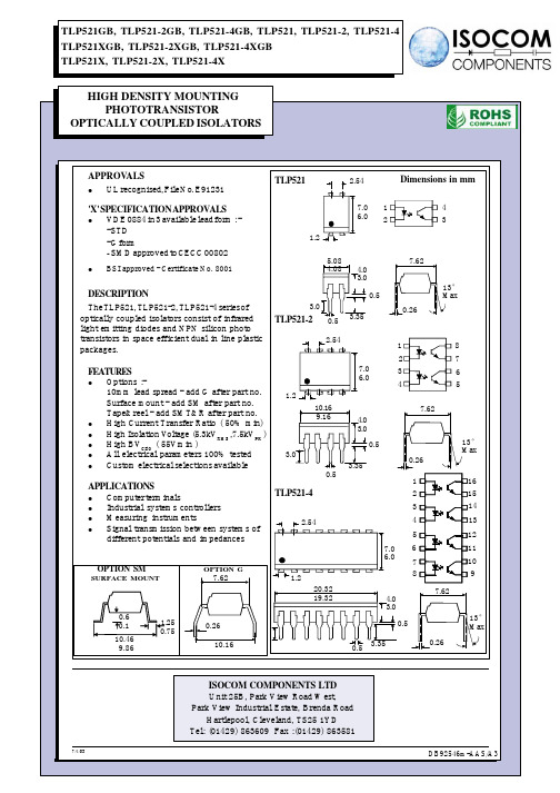 经典光耦数据手册TLP521