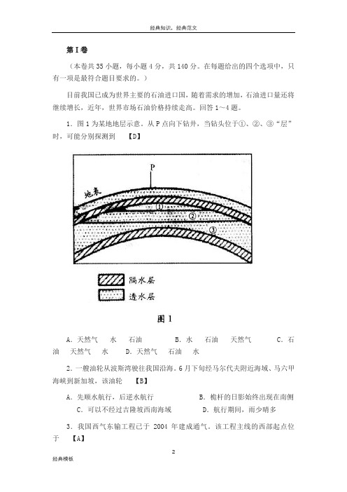 精品文档 (89)2005年高考文科综合试题(地理部分)及答案