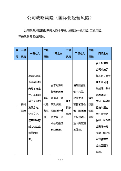 公司战略风险(国际化经营风险)