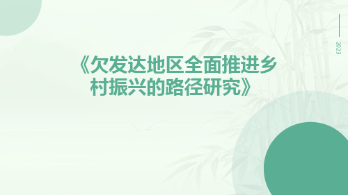 欠发达地区全面推进乡村振兴的路径研究