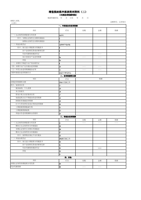 增值税纳税申报表附列资料(二)