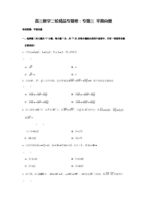 【新课标】高三数学二轮精品专题卷_平面向量