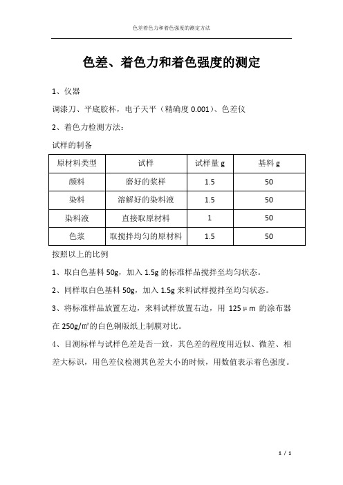 色差,着色力,着色强度测定方法